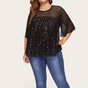 Plus Size Metallic Gold Stars Blouse